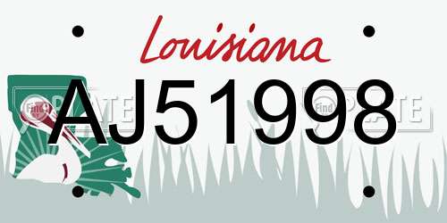 AJ51998 Louisiana License Plate