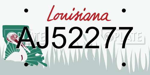AJ52277 Louisiana License Plate