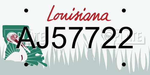 AJ57722 Louisiana License Plate
