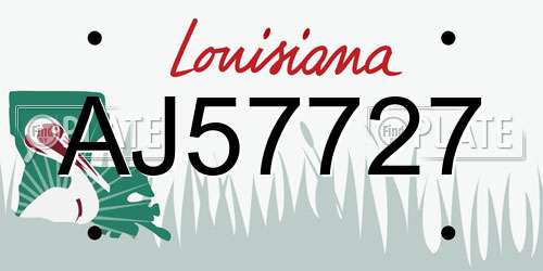 AJ57727 Louisiana License Plate