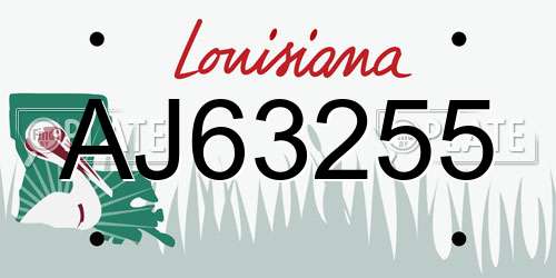 AJ63255 Louisiana License Plate