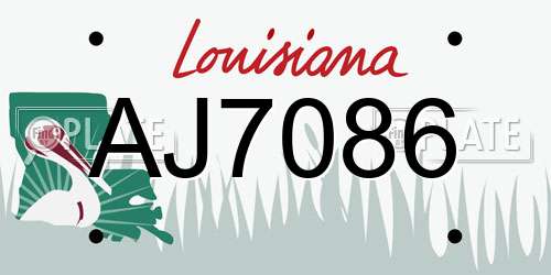 AJ7086 Louisiana License Plate