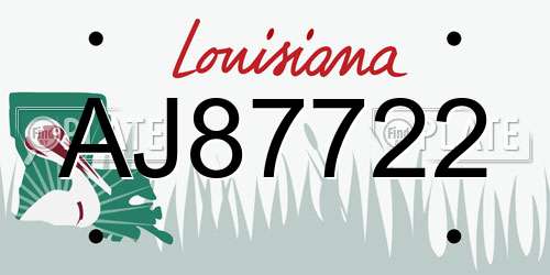 AJ87722 Louisiana License Plate