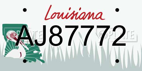 AJ87772 Louisiana License Plate