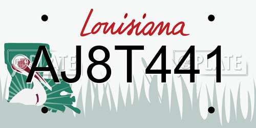 AJ8T441 Louisiana License Plate