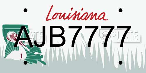 AJB7777 Louisiana License Plate
