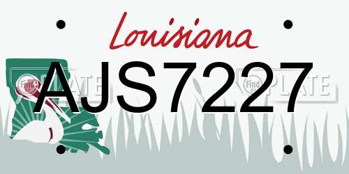 AJS7227 Louisiana License Plate