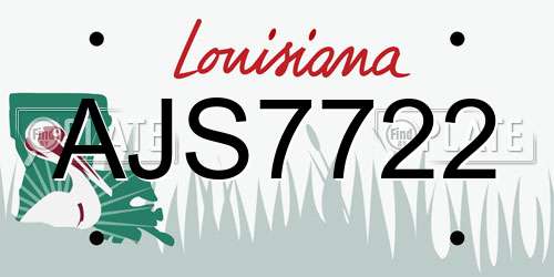 AJS7722 Louisiana License Plate