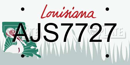 AJS7727 Louisiana License Plate