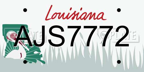 AJS7772 Louisiana License Plate