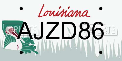 AJZD86 Louisiana License Plate