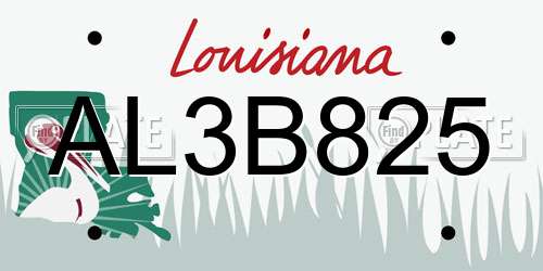 AL3B825 Louisiana License Plate