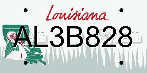 AL3B828 Louisiana License Plate