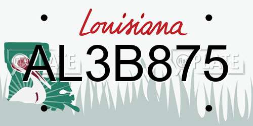 AL3B875 Louisiana License Plate