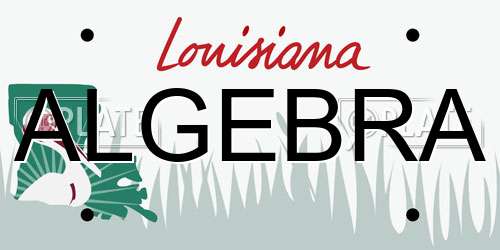 ALGEBRA Louisiana License Plate