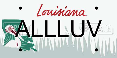 ALLLUV Louisiana License Plate