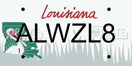 ALWZL8 Louisiana License Plate