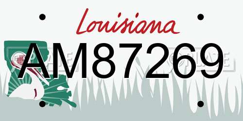 AM87269 Louisiana License Plate