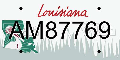 AM87769 Louisiana License Plate