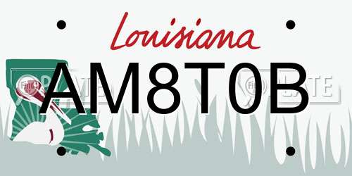 AM8T0B Louisiana License Plate