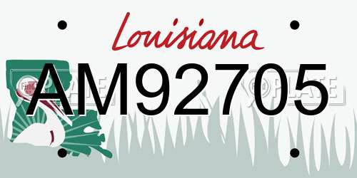 AM92705 Louisiana License Plate