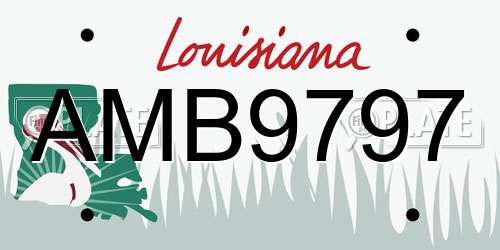 AMB9797 Louisiana License Plate