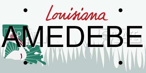 AMEDEBE Louisiana License Plate