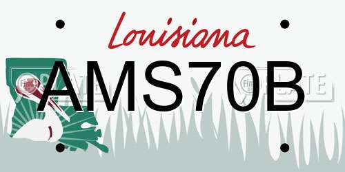 AMS70B Louisiana License Plate
