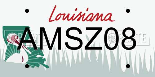 AMSZ08 Louisiana License Plate