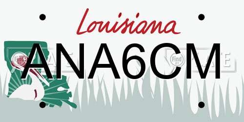ANA6CM Louisiana License Plate