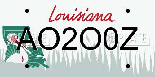 AO2O0Z Louisiana License Plate