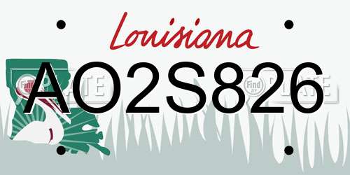 AO2S826 Louisiana License Plate