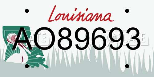 AO89693 Louisiana License Plate