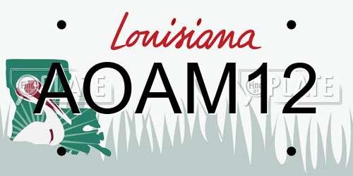 AOAM12 Louisiana License Plate