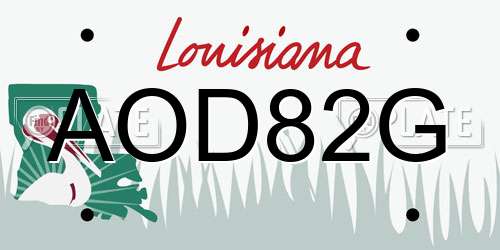 AOD82G Louisiana License Plate
