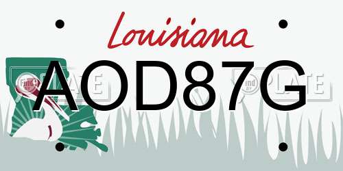 AOD87G Louisiana License Plate