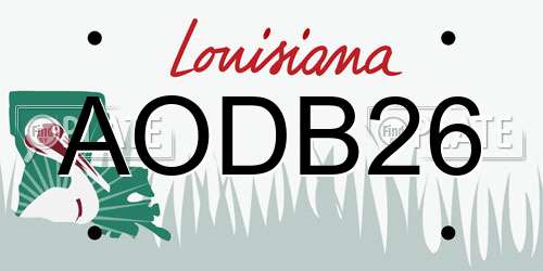 AODB26 Louisiana License Plate