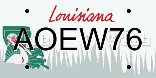AOEW76 Louisiana License Plate