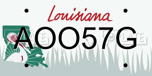 AOO57G Louisiana License Plate