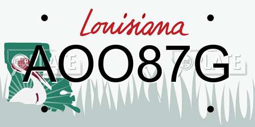 AOO87G Louisiana License Plate