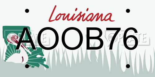 AOOB76 Louisiana License Plate