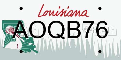 AOQB76 Louisiana License Plate