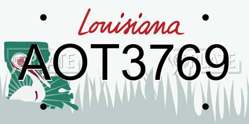 AOT3769 Louisiana License Plate