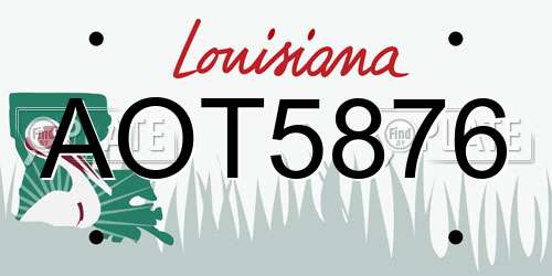 AOT5876 Louisiana License Plate