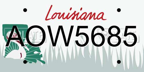 AOW5685 Louisiana License Plate