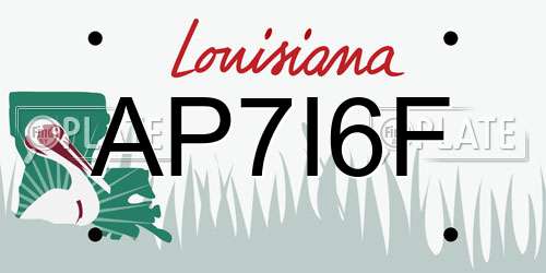 AP7I6F Louisiana License Plate