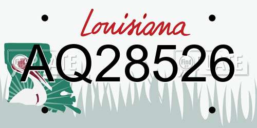 AQ28526 Louisiana License Plate