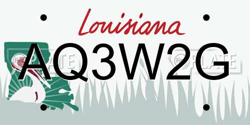 AQ3W2G Louisiana License Plate