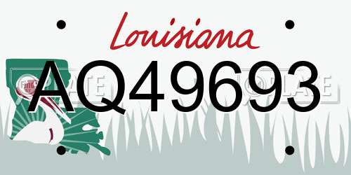 AQ49693 Louisiana License Plate