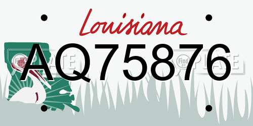 AQ75876 Louisiana License Plate